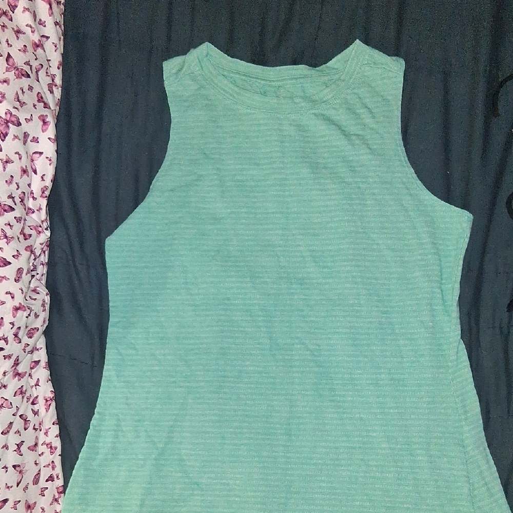 Sleeveless Green Striped Women's Top